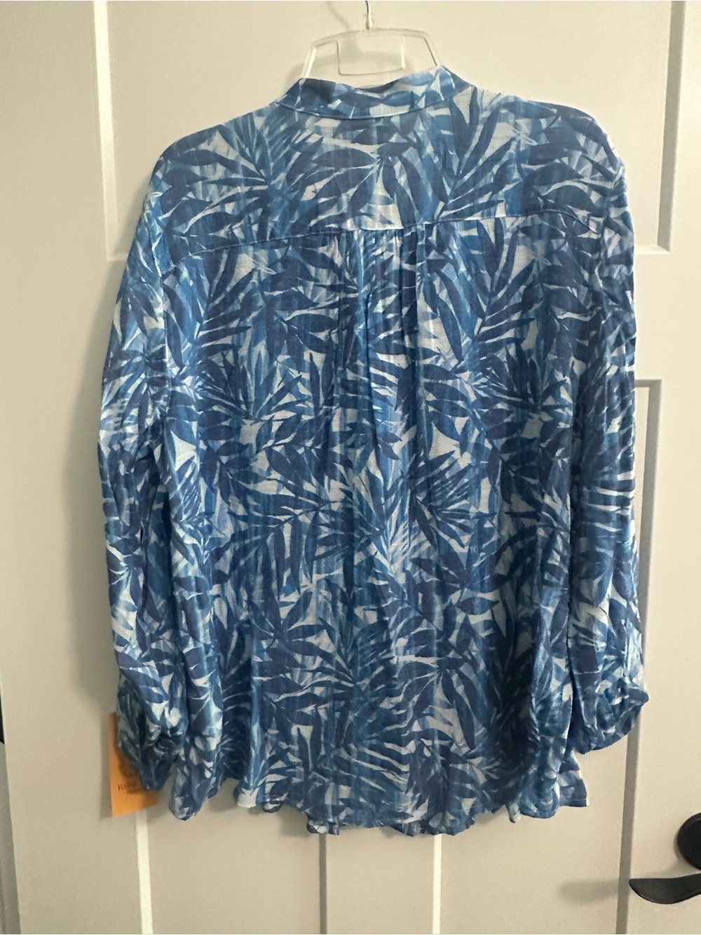 Ruby Rd. Blue Leaf-Print Button Front Shirt - Picture 6 of 6
